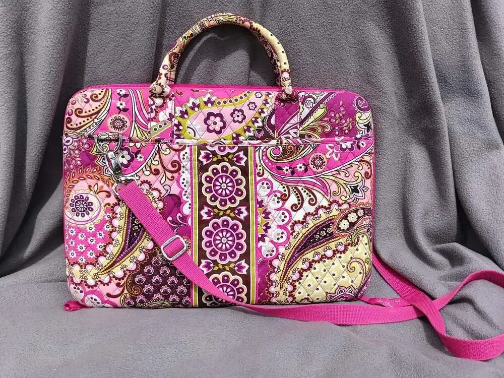 Vera Bradley Very Berry Paisley Hard Shell Laptop Case Bag Briefcase Work School